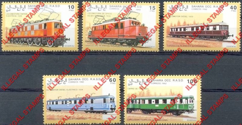 Sahara Occ. RASD 1992 Metro Diesel and Electric Train Passenger Cars Counterfeit Illegal Stamp Set of 5