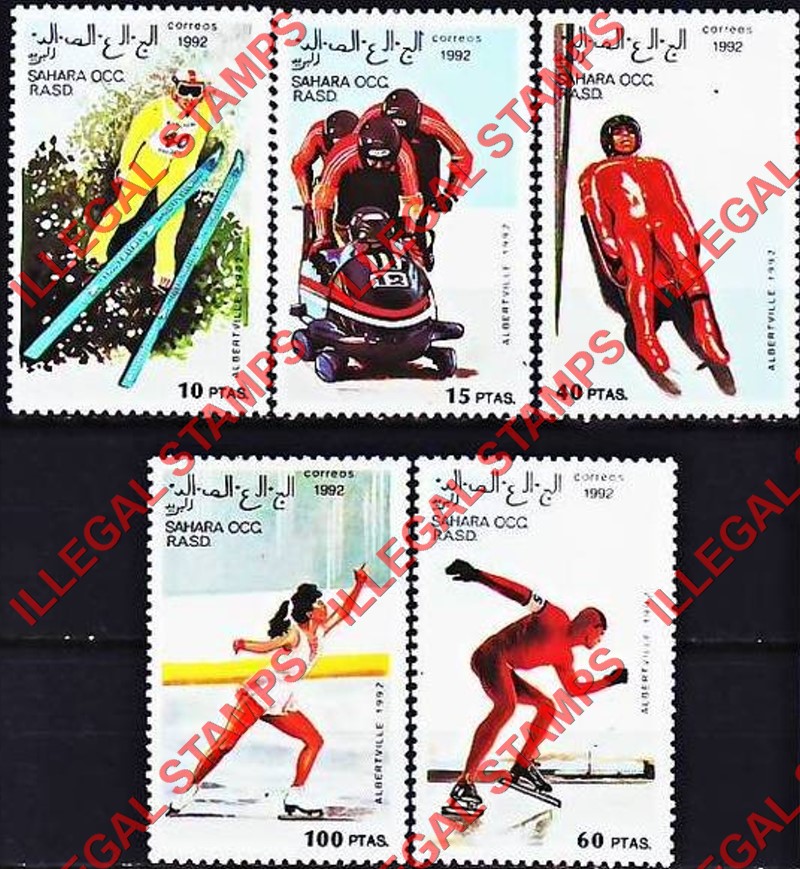 Sahara Occ. RASD 1992 Olympic Games in Albertville Counterfeit Illegal Stamp Set of 5