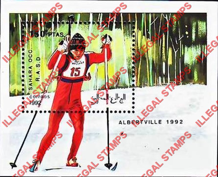 Sahara Occ. RASD 1992 Olympic Games in Albertville Counterfeit Illegal Stamp Souvenir Sheet of 1
