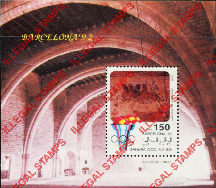 Sahara Occ. RASD 1992 Olympic Games in Barcelona Counterfeit Illegal Stamp Souvenir Sheet of 1