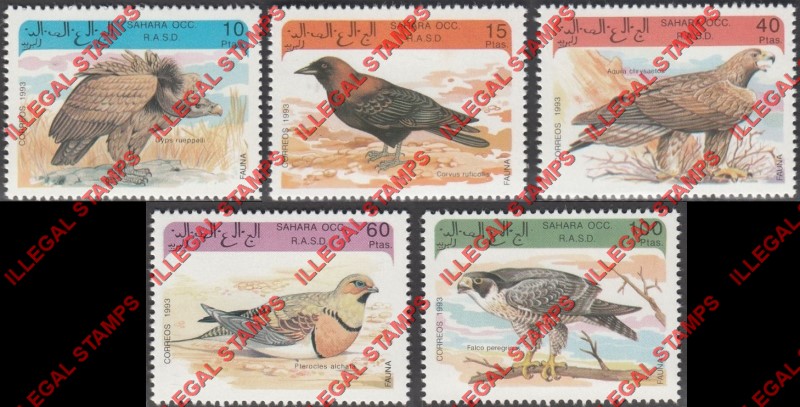 Sahara Occ. RASD 1993 Birds Counterfeit Illegal Stamp Set of 5