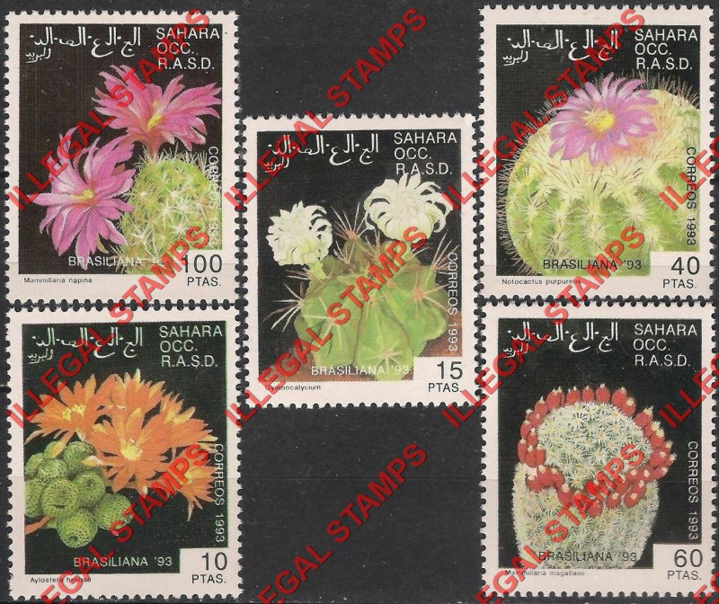 Sahara Occ. RASD 1993 Cactus Flowers Counterfeit Illegal Stamp Set of 5