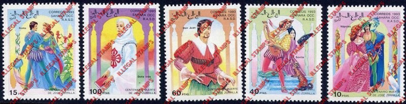 Sahara Occ. RASD 1993 Jose Zorrilla Playwrite Counterfeit Illegal Stamp Set of 5