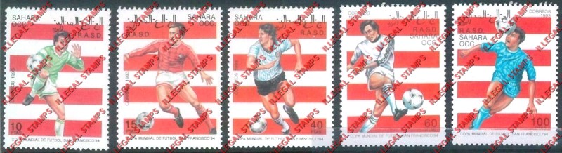 Sahara Occ. RASD 1993 World Cup Soccer in San Francisco in 1994 Counterfeit Illegal Stamp Set of 5