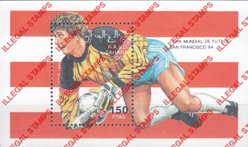 Sahara Occ. RASD 1993 World Cup Soccer in San Francisco in 1994 Counterfeit Illegal Stamp Souvenir Sheet of 1