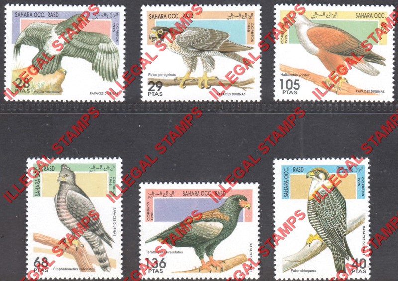 Sahara Occ. RASD 1995 Birds of Prey Counterfeit Illegal Stamp Set of 5