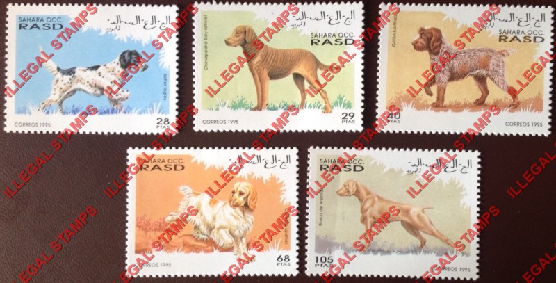 Sahara Occ. RASD 1995 Dogs Counterfeit Illegal Stamp Set of 5