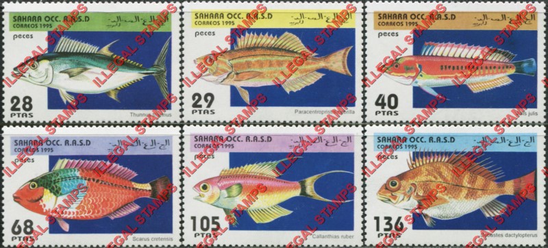 Sahara Occ. RASD 1995 Fish Counterfeit Illegal Stamp Set of 6