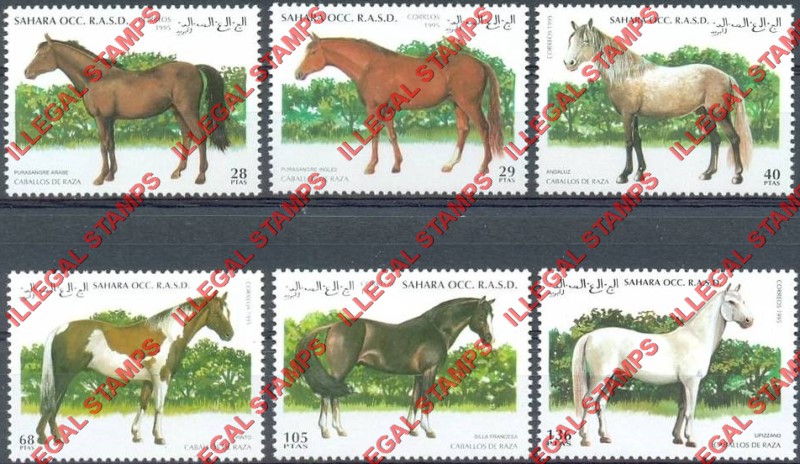Sahara Occ. RASD 1995 Horses Counterfeit Illegal Stamp Set of 6