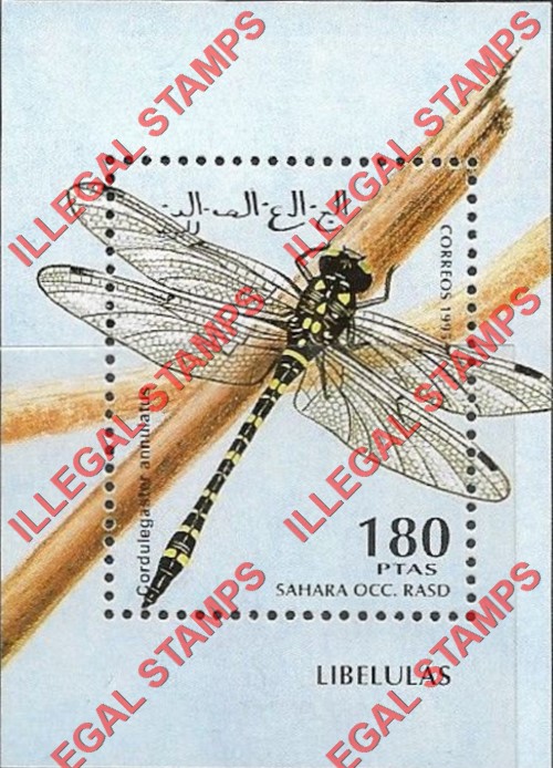 Sahara Occ. RASD 1995 Insects Counterfeit Illegal Stamp Souvenir Sheet of 1