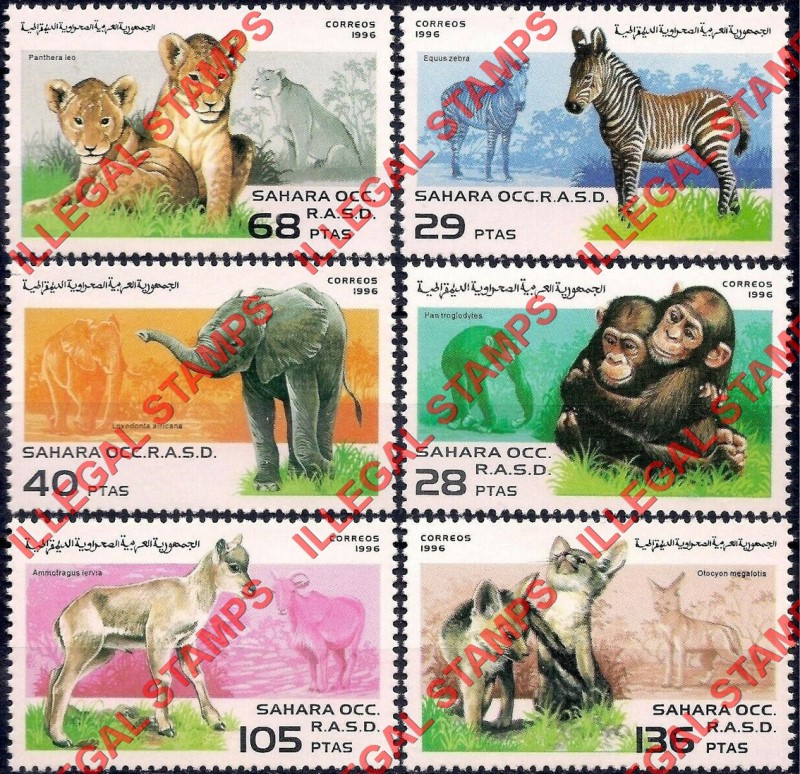 Sahara Occ. RASD 1996 Animals Fauna Counterfeit Illegal Stamp Set of 6