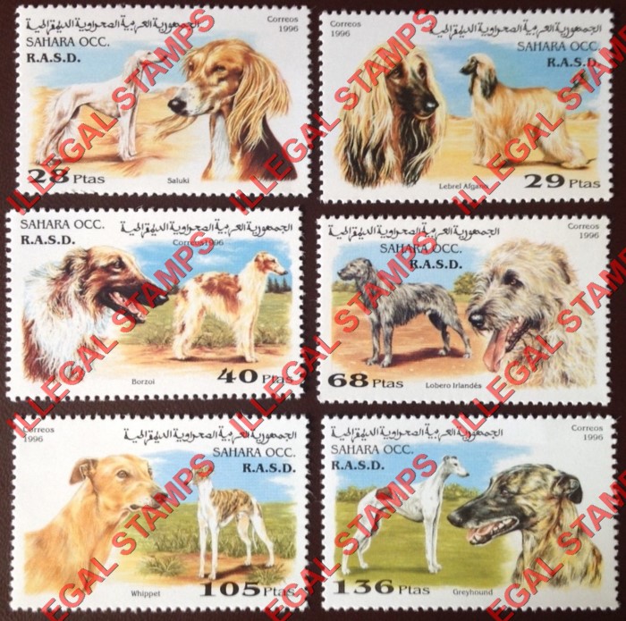Sahara Occ. RASD 1996 Dogs Counterfeit Illegal Stamp Set of 6