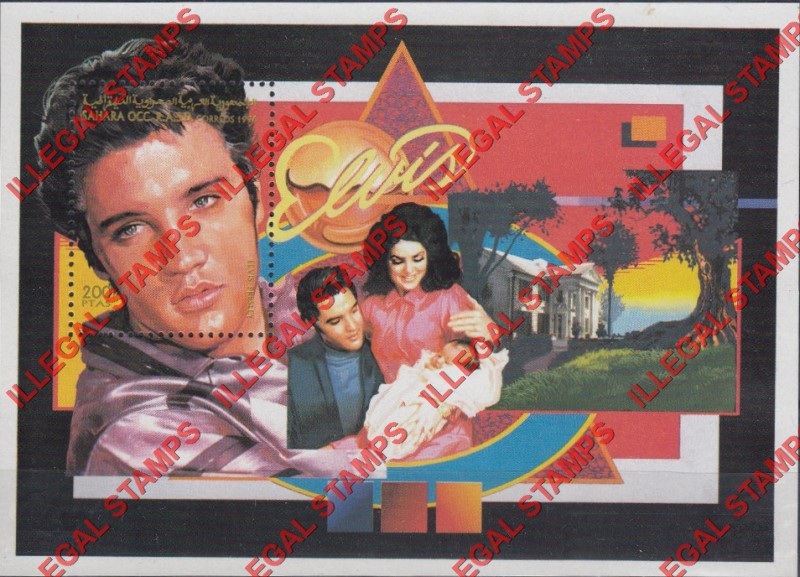 Sahara Occ. RASD 1996 Elvis Presley (Family) Counterfeit Illegal Stamp Souvenir Sheet of 1