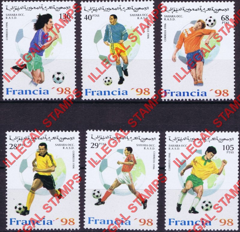 Sahara Occ. RASD 1996 Football Soccer Francia 1998 Counterfeit Illegal Stamp Set of 6
