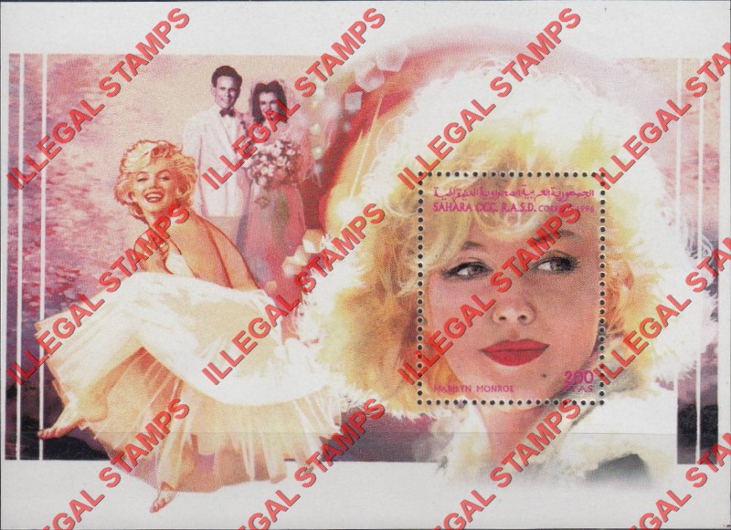 Sahara Occ. RASD 1996 Marilyn Monroe (Young Love) Counterfeit Illegal Stamp Souvenir Sheet of 1