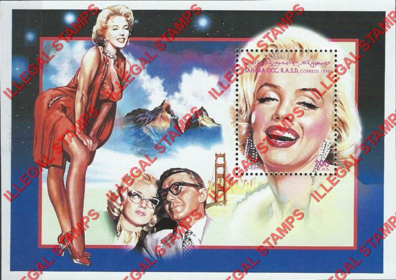 Sahara Occ. RASD 1996 Marilyn Monroe (Mature Marilyn) Counterfeit Illegal Stamp Souvenir Sheet of 1