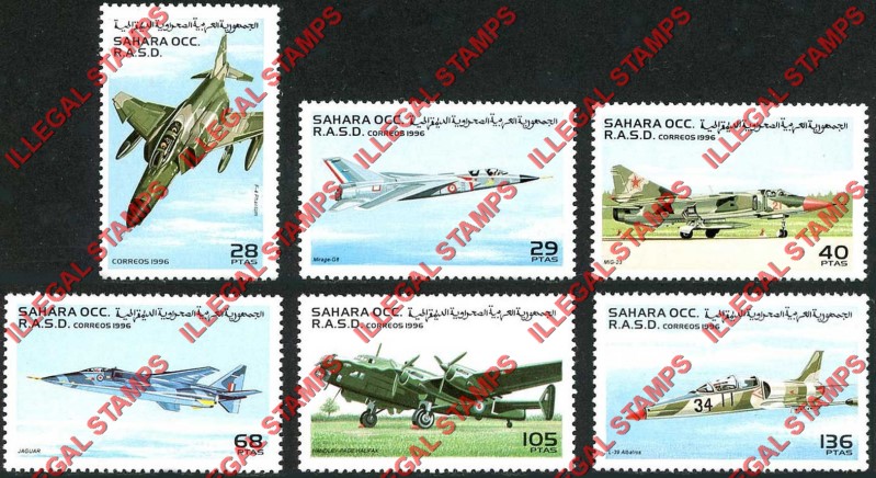 Sahara Occ. RASD 1996 Military Aircraft Counterfeit Illegal Stamp Set of 6
