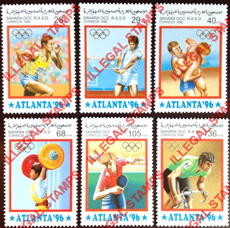 Sahara Occ. RASD 1996 Olympic Games in Atlanta Counterfeit Illegal Stamp Set of 6