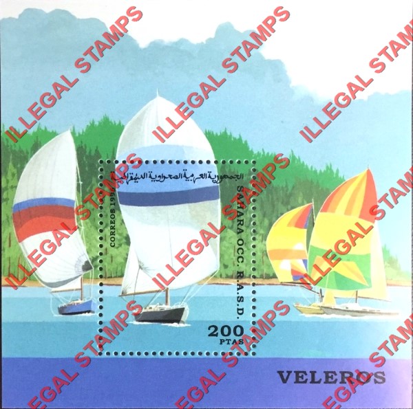 Sahara Occ. RASD 1996 Sailing Yachts Counterfeit Illegal Stamp Souvenir Sheet of 1