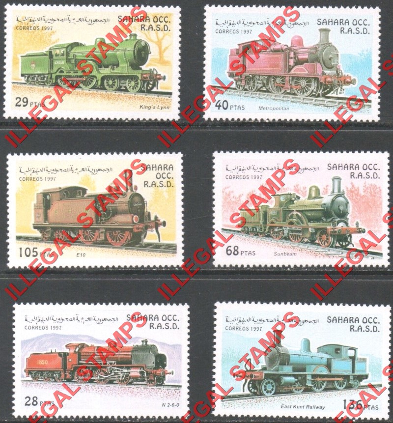 Sahara Occ. RASD 1997 Trains Locomotives Counterfeit Illegal Stamp Set of 6