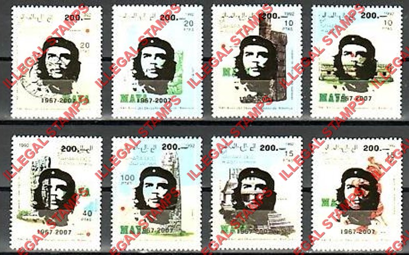 Sahara Occ. RASD 2007 The 1992 Maya Culture Counterfeit Illegal Stamp Set of 8 Overprinted for Che Guevara