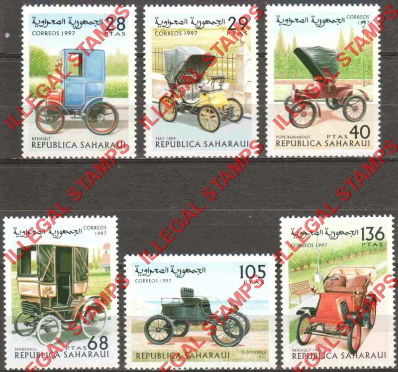 Republica Saharaui 1997 Antique Cars Counterfeit Illegal Stamp Set of 6