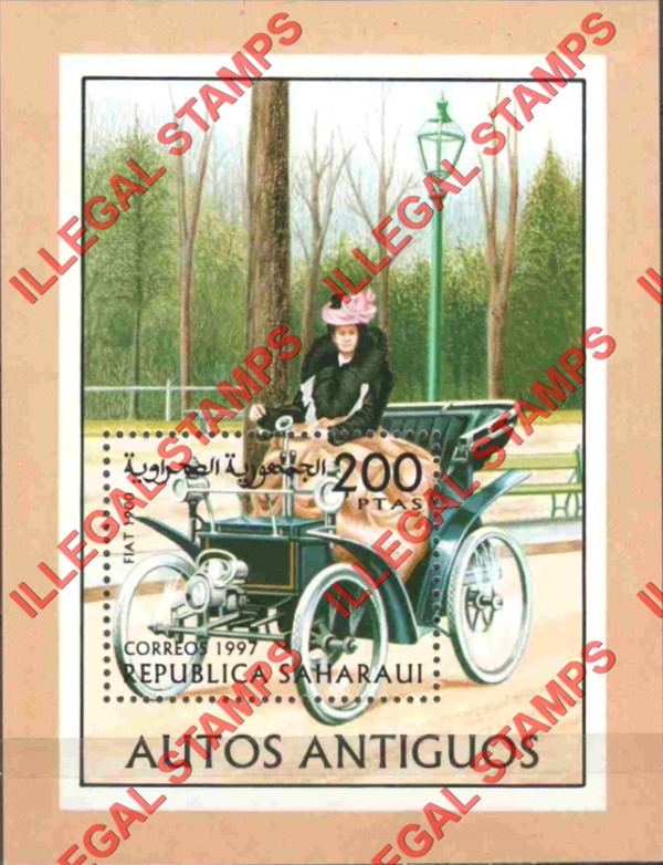 Republica Saharaui 1997 Antique Cars Counterfeit Illegal Stamp Souvenir Sheet of 1