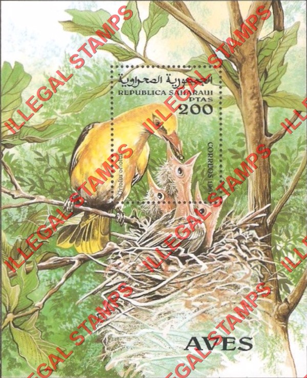 Republica Saharaui 1997 Birds Counterfeit Illegal Stamp Souvenir Sheet of 1