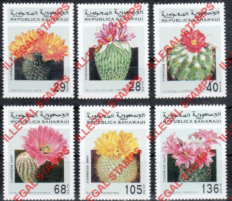 Republica Saharaui 1997 Cactus Flowers Counterfeit Illegal Stamp Set of 6