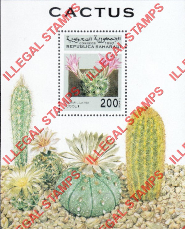 Republica Saharaui 1997 Cactus Flowers Counterfeit Illegal Stamp Souvenir Sheet of 1