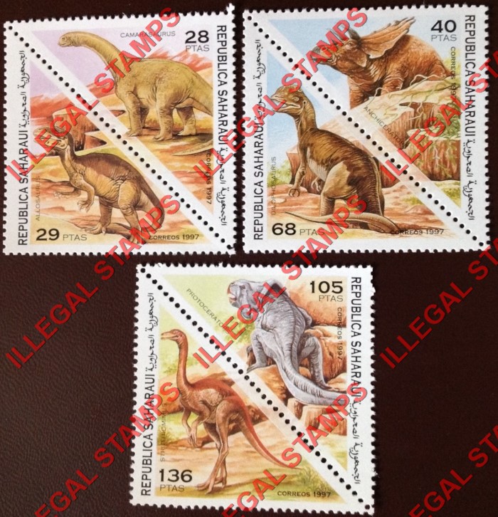 Republica Saharaui 1997 Dinosaurs Prehistoric Animals Counterfeit Illegal Stamp Set of 6