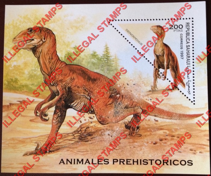 Republica Saharaui 1997 Dinosaurs Prehistoric Animals Counterfeit Illegal Stamp Souvenir Sheet of 1