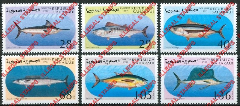 Republica Saharaui 1997 Fish Counterfeit Illegal Stamp Set of 6