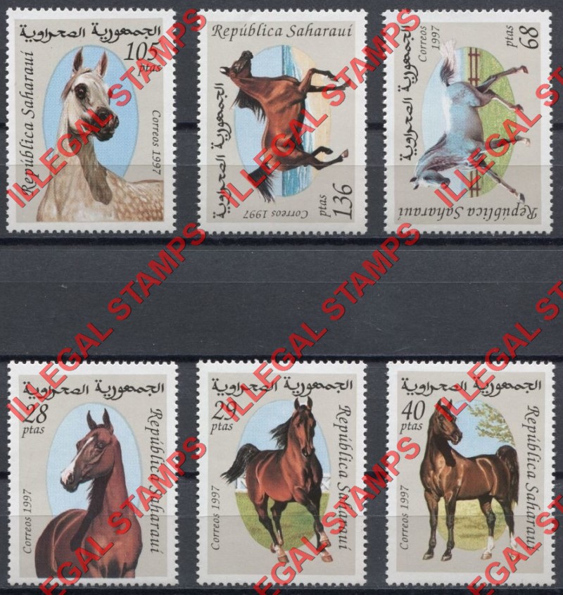 Republica Saharaui 1997 Horses Counterfeit Illegal Stamp Set of 6