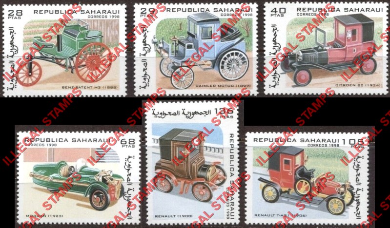 Republica Saharaui 1998 Antique Cars Counterfeit Illegal Stamp Set of 6