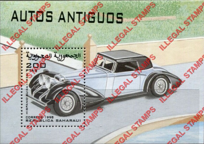 Republica Saharaui 1998 Antique Cars Counterfeit Illegal Stamp Souvenir Sheet of 1