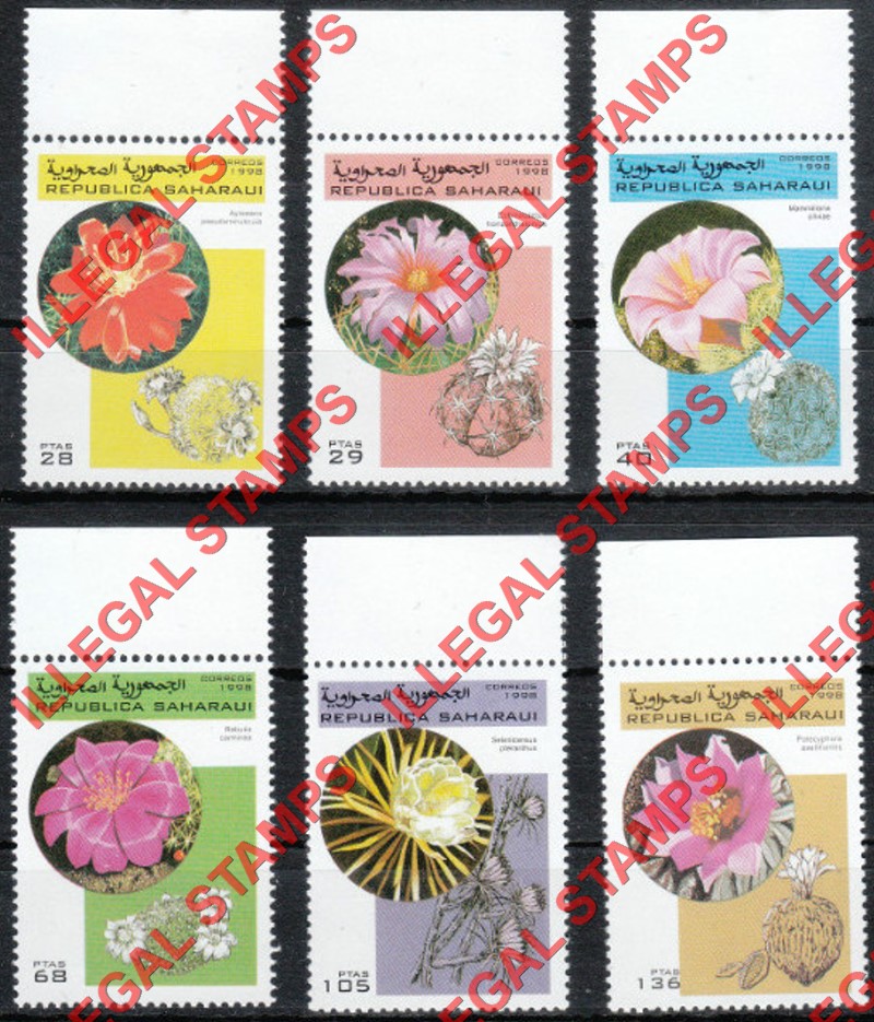 Republica Saharaui 1998 Cactus Cacti Flowers Counterfeit Illegal Stamp Set of 6