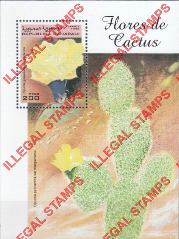 Republica Saharaui 1998 Cactus Cacti Flowers Counterfeit Illegal Stamp Souvenir Sheet of 1