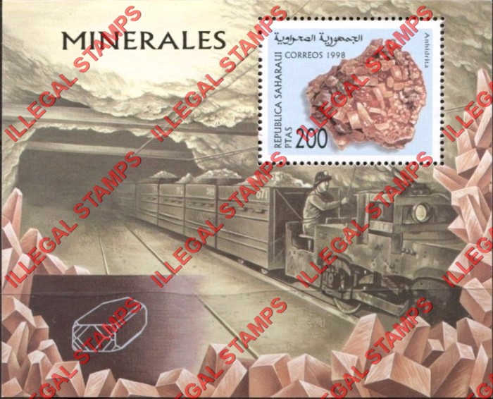 Republica Saharaui 1998 Minerals Counterfeit Illegal Stamp Souvenir Sheet of 1