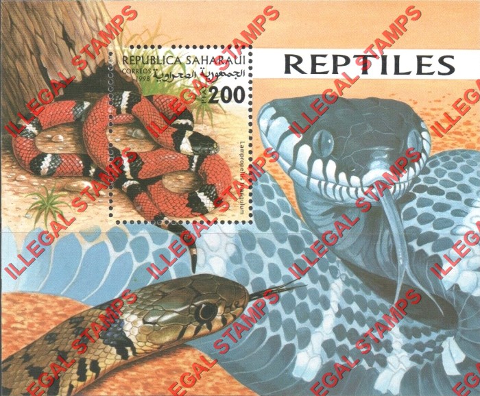 Republica Saharaui 1998 Reptiles Counterfeit Illegal Stamp Souvenir Sheet of 1