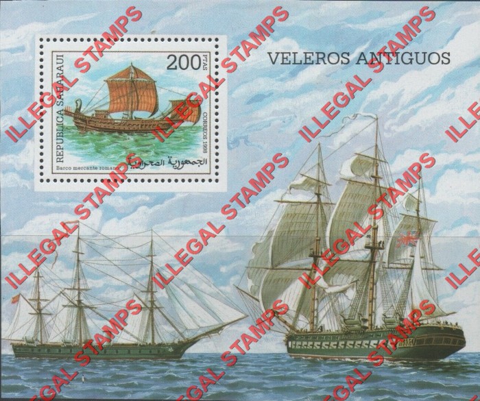 Republica Saharaui 1998 Sailing Ships Counterfeit Illegal Stamp Souvenir Sheet of 1