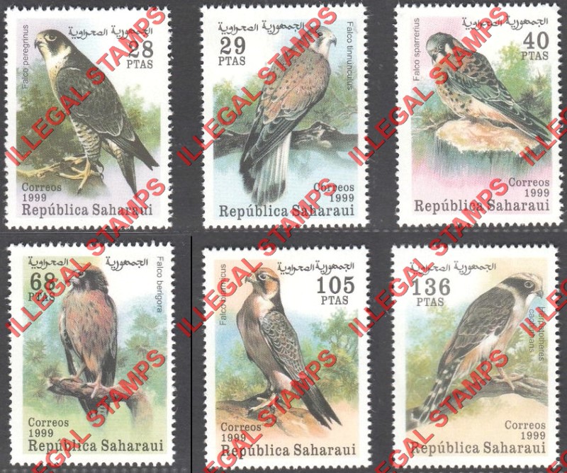 Republica Saharaui 1999 Birds of Prey Counterfeit Illegal Stamp Set of 6