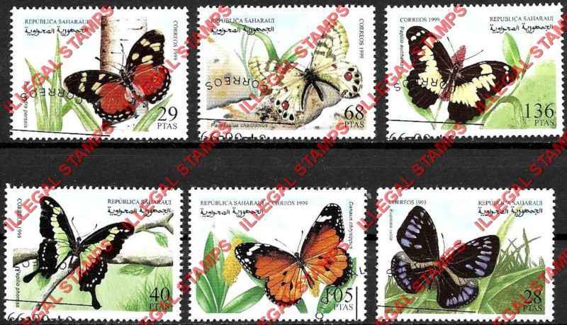 Republica Saharaui 1999 Butterflies Counterfeit Illegal Stamp Set of 6