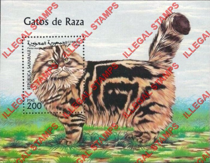Republica Saharaui 1999 Cats Counterfeit Illegal Stamp Souvenir Sheet of 1