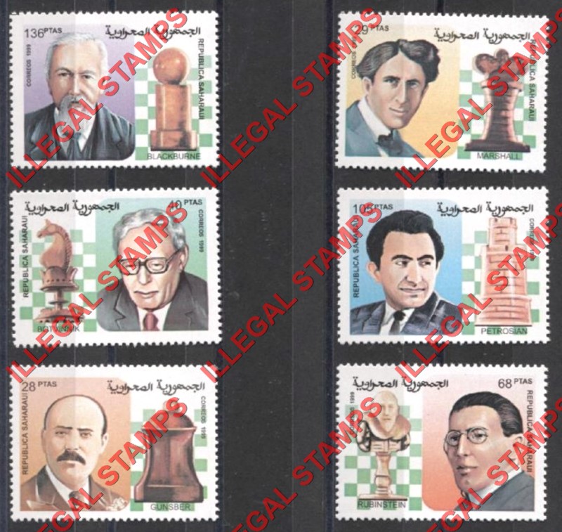 Republica Saharaui 1999 Chess Players Counterfeit Illegal Stamp Set of 6