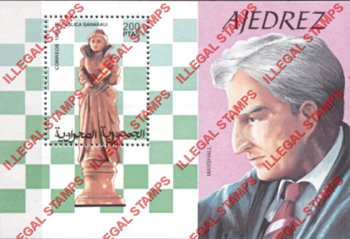 Republica Saharaui 1999 Chess Players Counterfeit Illegal Stamp Souvenir Sheet of 1