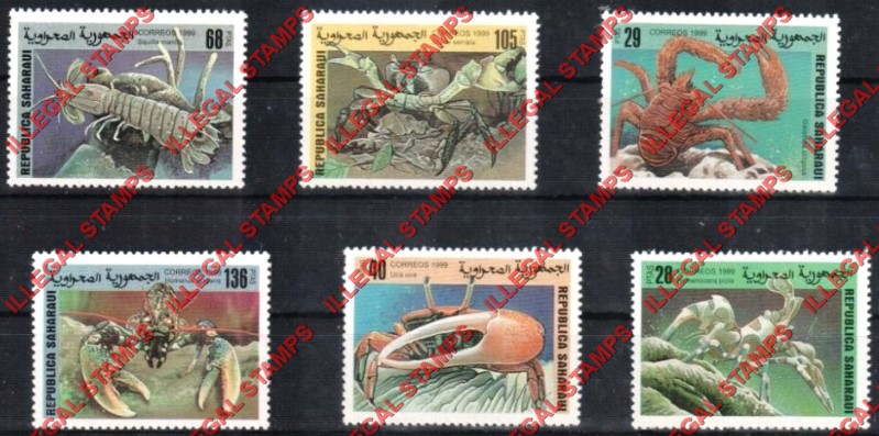 Republica Saharaui 1999 Crabs Counterfeit Illegal Stamp Set of 6