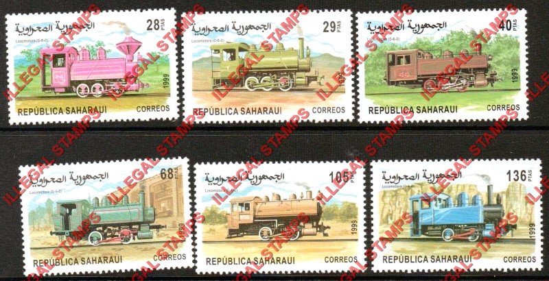 Republica Saharaui 1999 Locomotives Counterfeit Illegal Stamp Set of 6