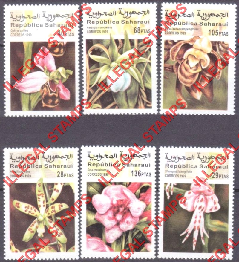 Republica Saharaui 1999 Orchids Flowers Counterfeit Illegal Stamp Set of 6