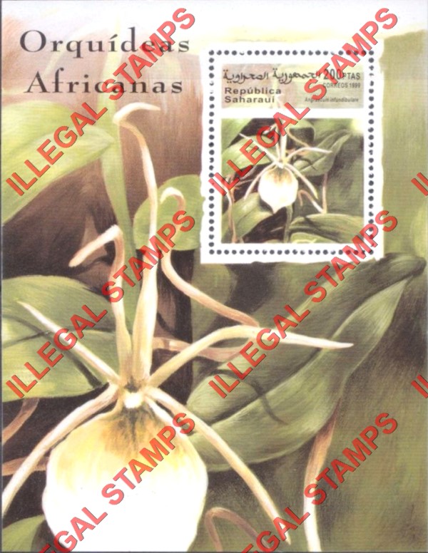 Republica Saharaui 1999 Orchids Flowers Counterfeit Illegal Stamp Souvenir Sheet of 1